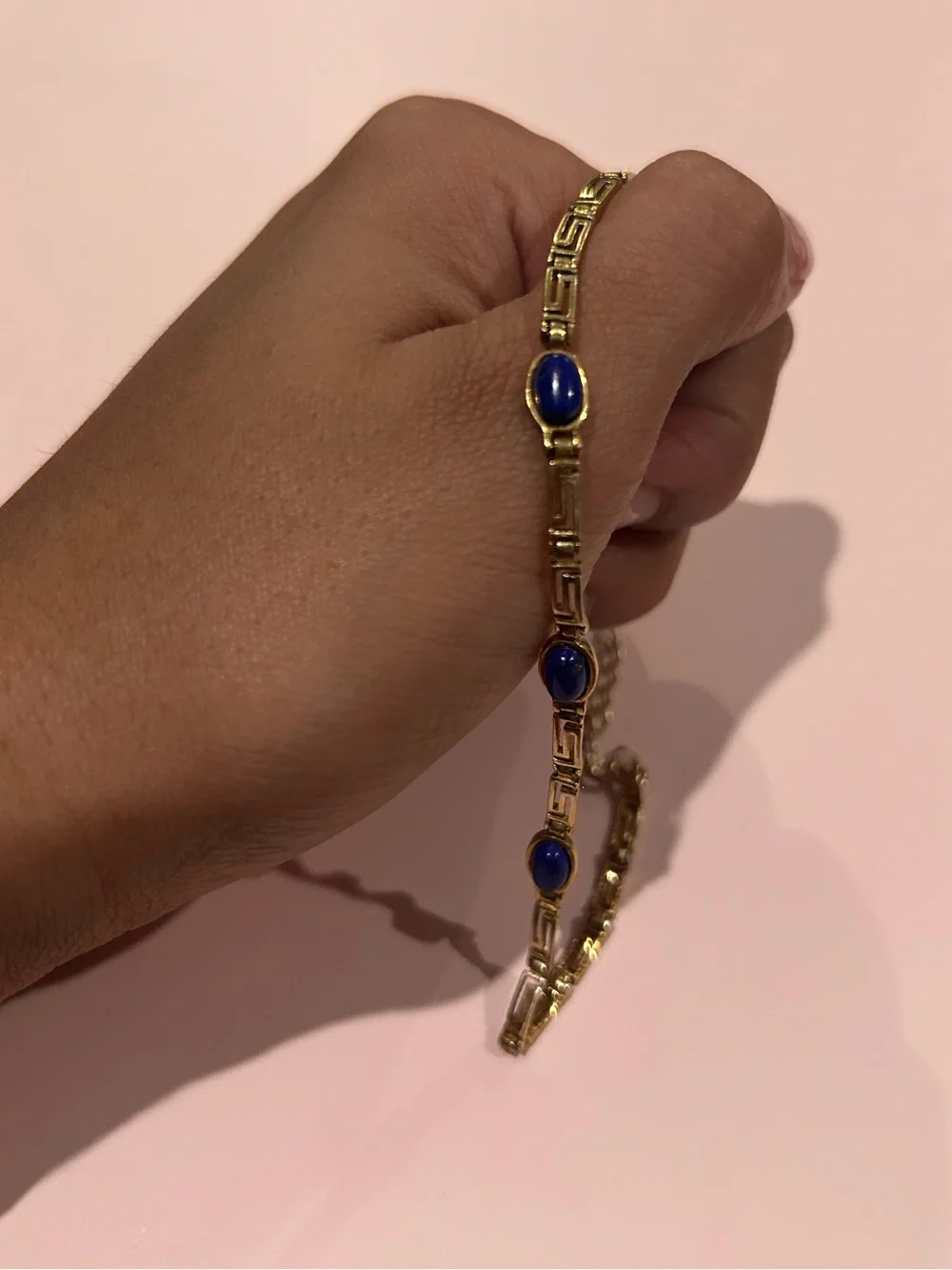 Gold Bracelet with Blue Stone Accents